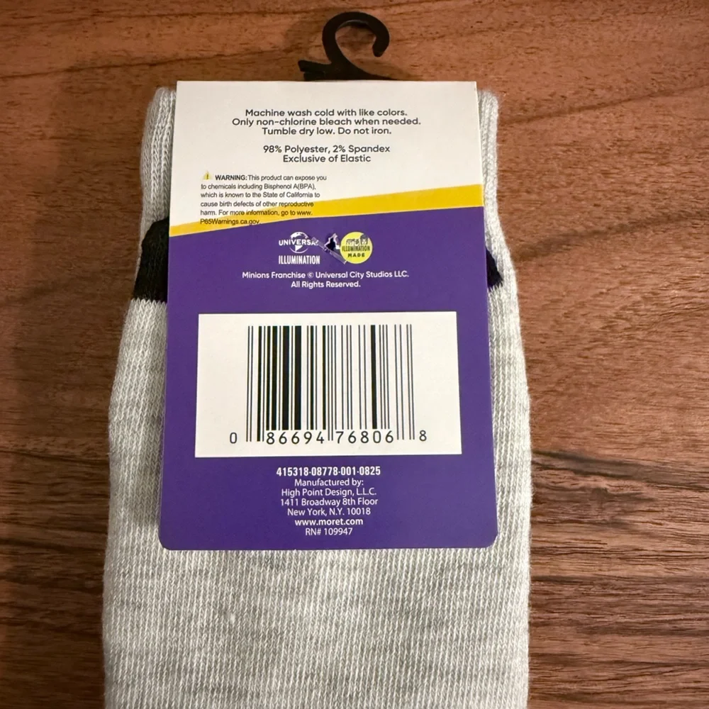Despicable Me MINIONS Novelty Crew Socks | 2-Pairs | NWT‎